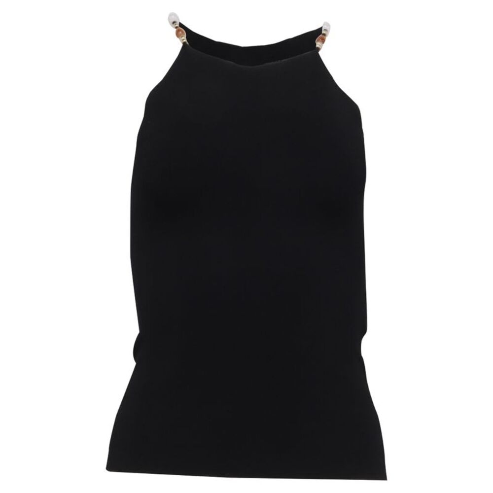 Maje Beaded Strap Tank Top in Black Viscose